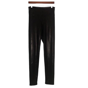 Sakkas Sz L Women's Black Faux Leather Shiney Liquid High Waisted Leggings Pants